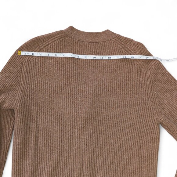 Italic Wool Cashmere Ribbed V-Neck Cardigan – Men's Size Small (Pecan) - Picture 12 of 16